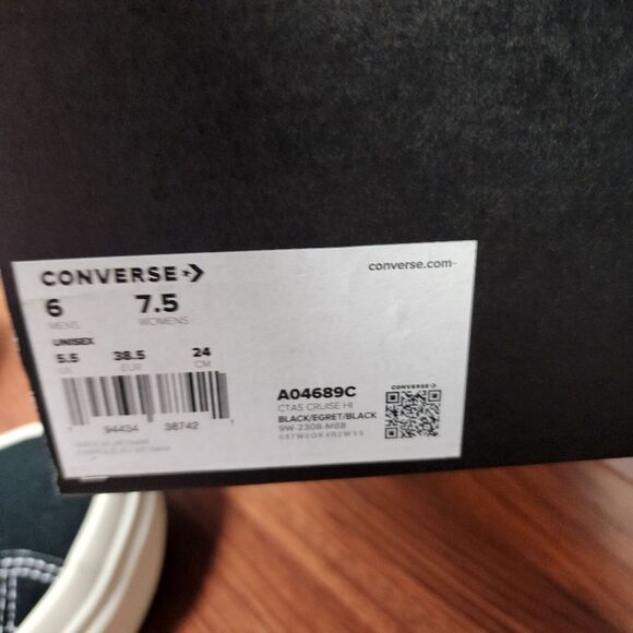 Converse Chuck Taylor Black Cruise Hightop Sneakers 7.5/6.5 - Picture 7 of 11